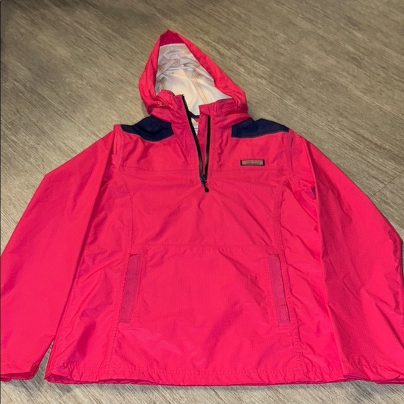 Vineyard Vines Pink and Navy Hooded rain/wind breaker Jacket - Picture 1 of 11